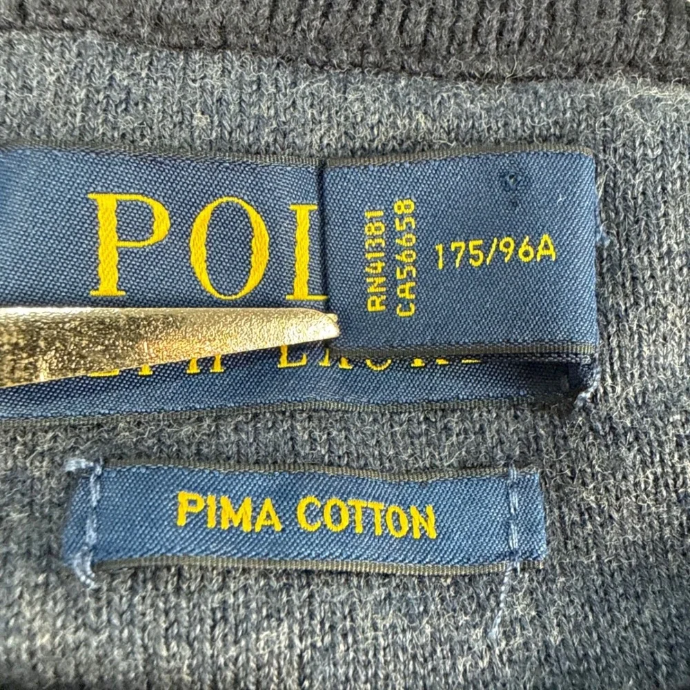 Polo Ralph Lauren Sweater Mens M Crewneck Navy Blue Pima Cotton EUC